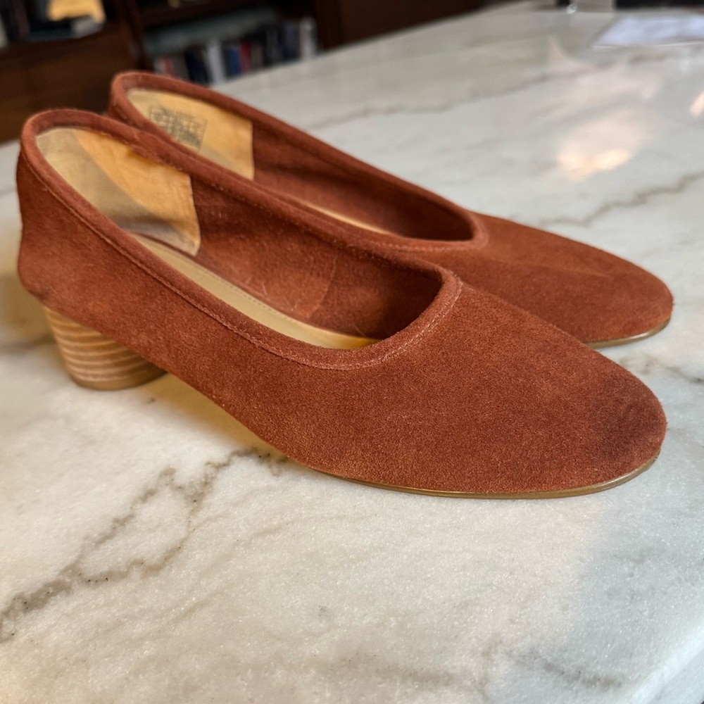 Women's Soludos Juliette High-Vamp Pumps in Sienna Nubuck, Sz 7 - Anthro
